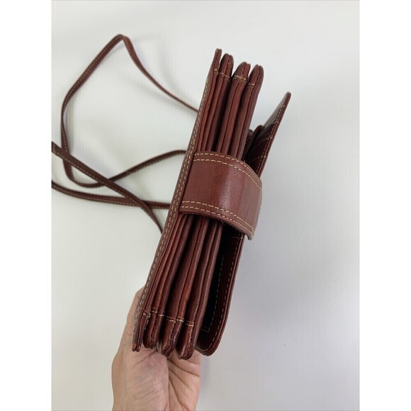 Chaos Leather Crossbody Purse Red Flap Snap Organizer Credit Card ID Multi Zip - Picture 4 of 16